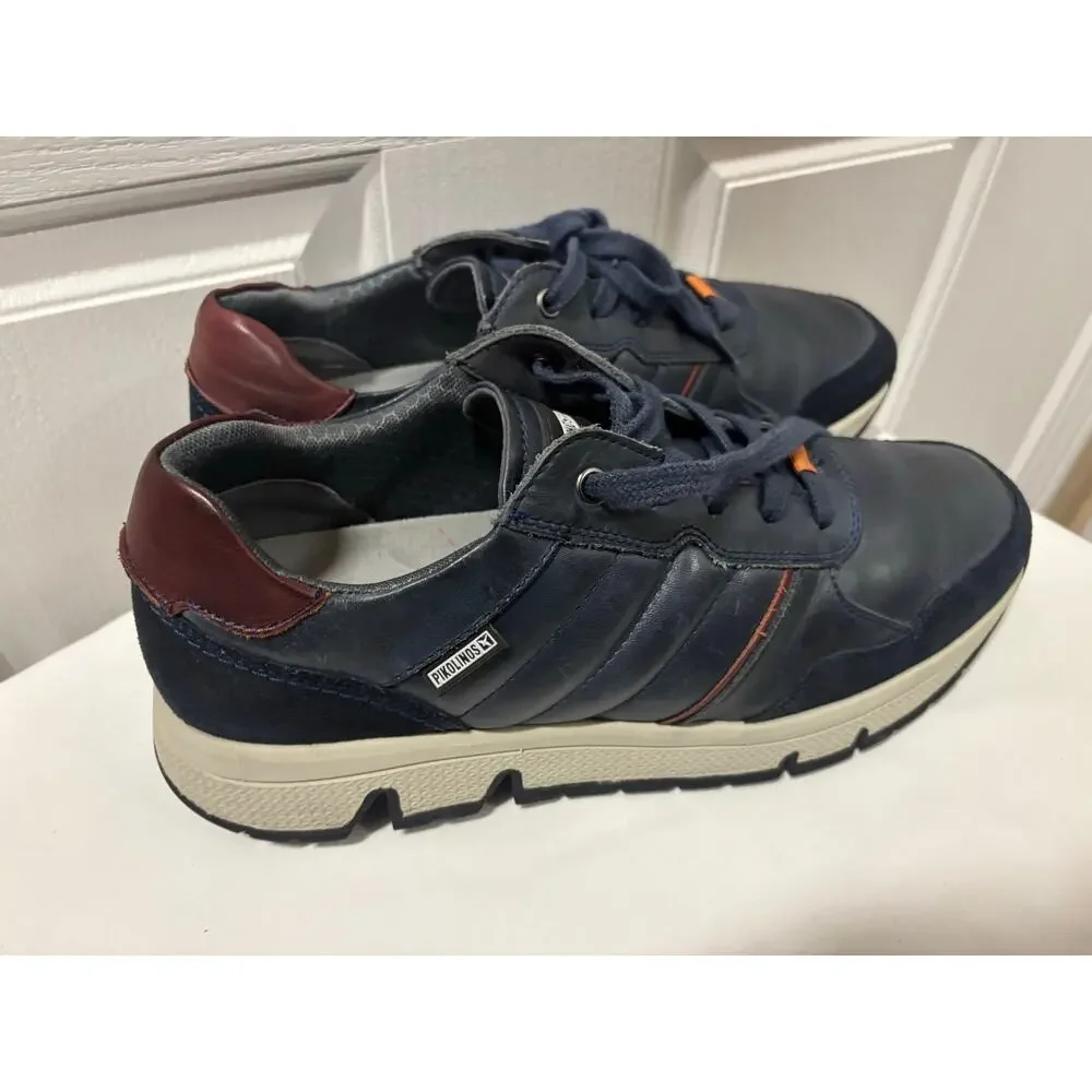 Pikolinos Ferrol Men’s Navy Leather Lace-Up Comfort Sneakers EUR 43 (US 9–9.5)